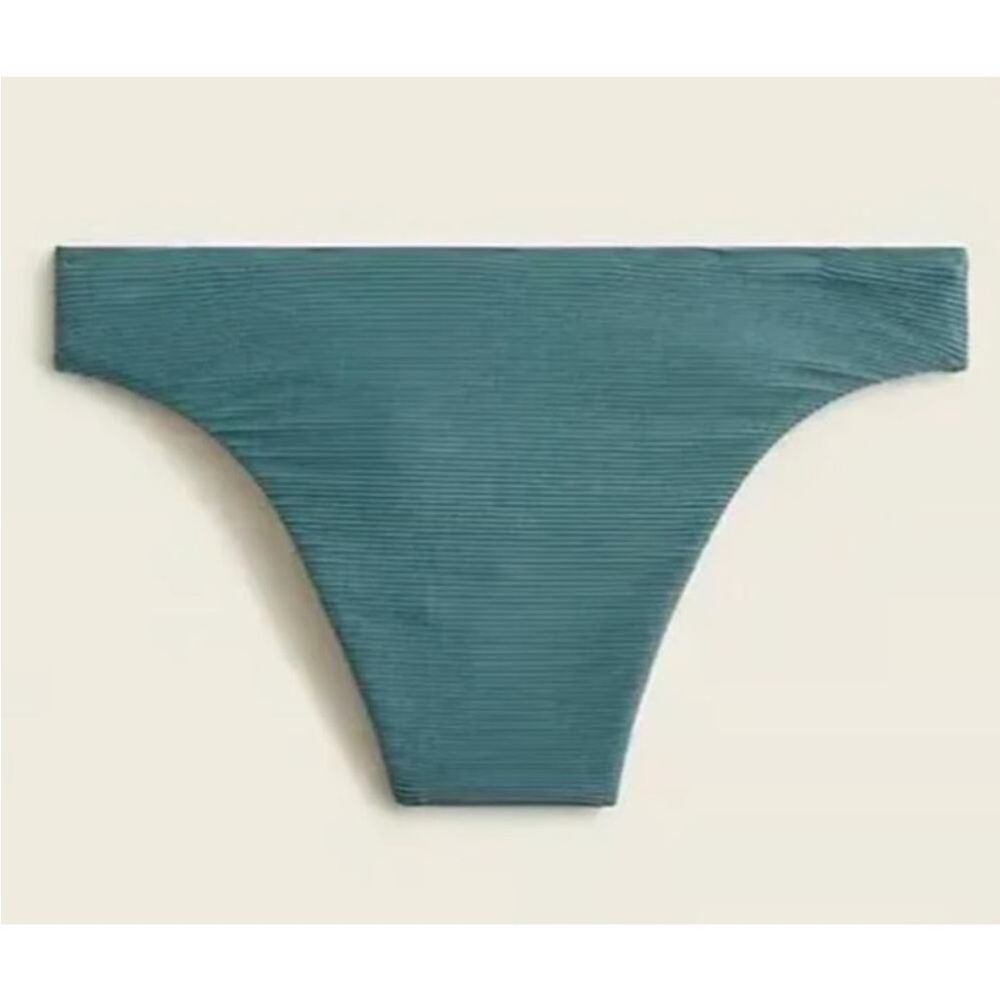 NWT J. Crew Ribbed High Rise Cheeky Bikini Bottom Beach Swim Minimalist Green 3X